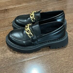 Women's Black Chain Chunky Loafers NWOT​